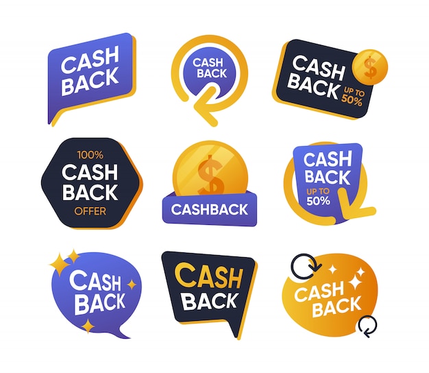 Free Vector cashback badges flat icon set