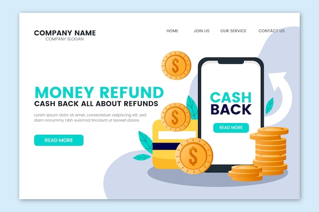 Free Vector cashback concept - landing page