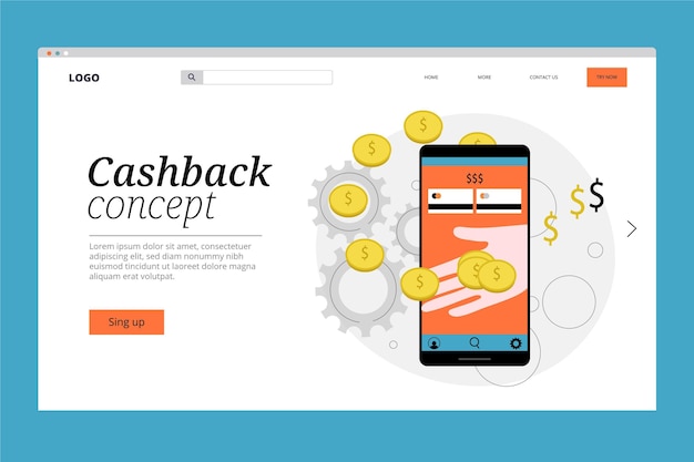 Free vector cashback concept - landing page