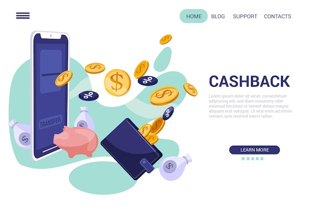 Free vector cashback concept - landing page