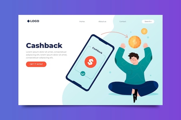 Free vector cashback concept - landing page
