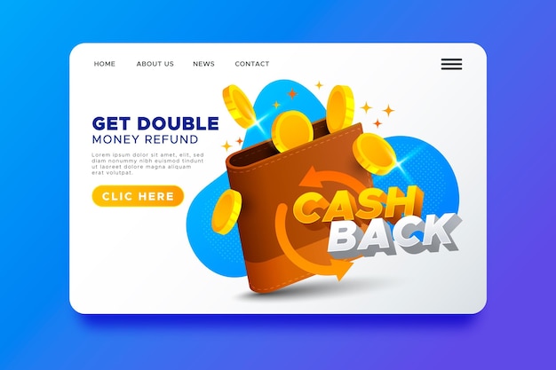 Free Vector cashback concept - landing page