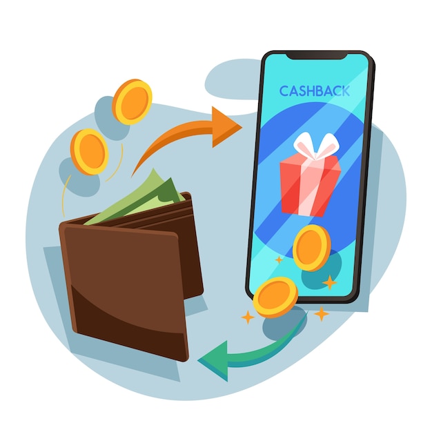 Free vector cashback concept with smartphone