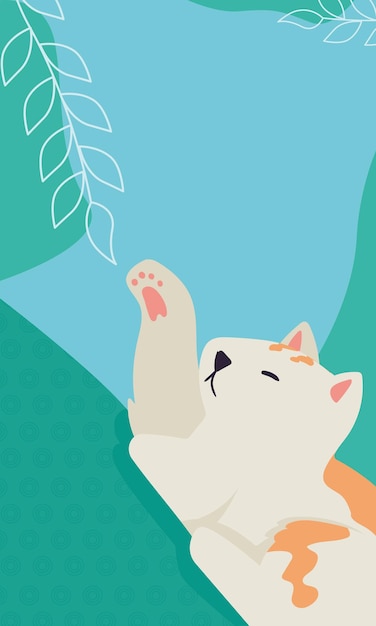 Free Vector cat playing with toy hanging