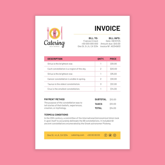 Catering invoice template