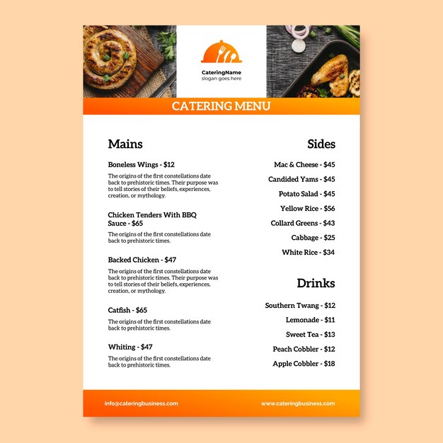 Catering menu design template