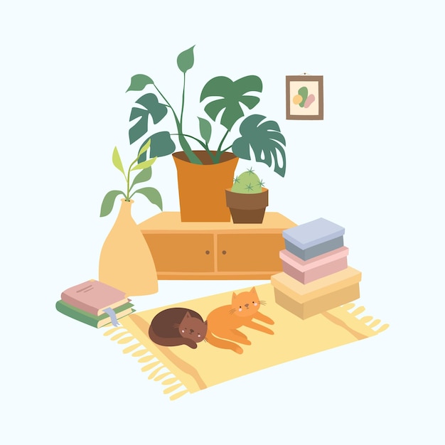 Free Vector cats in living room