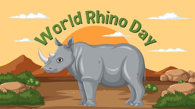 Free Vector celebrating world rhino day illustration