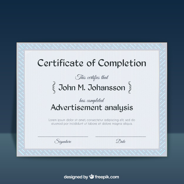 Free Vector certificate of completion template