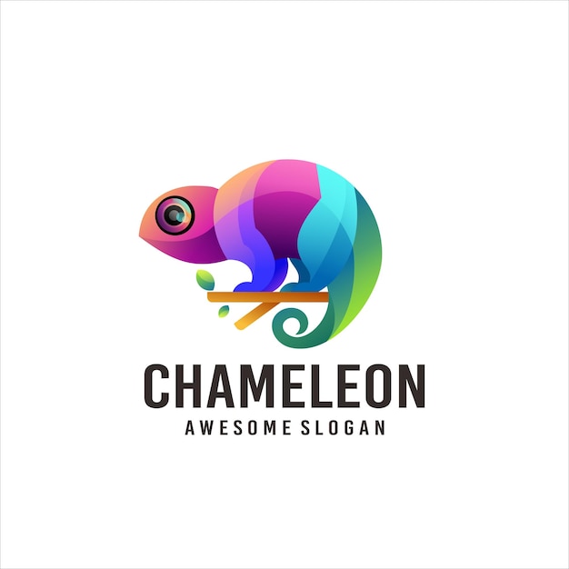 Free vector chameleon gradient colorful logo design vector