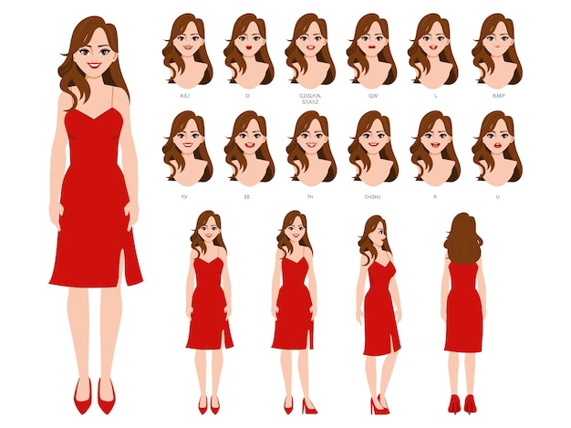 Character for animation with a set of faces and poses