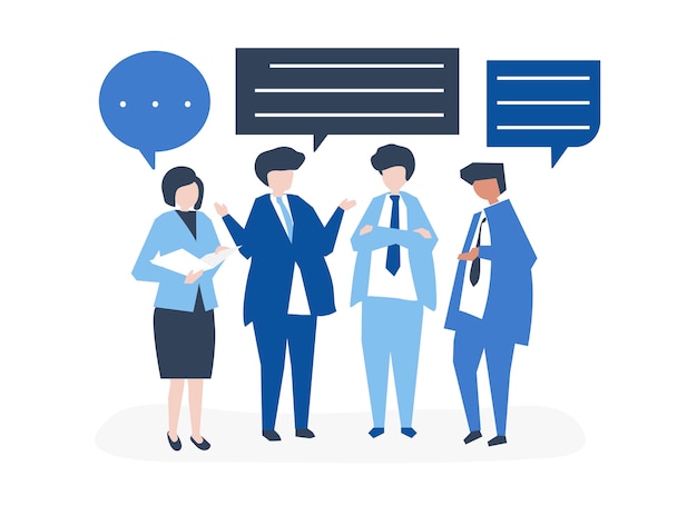 Free Vector character of business people having a discussion 