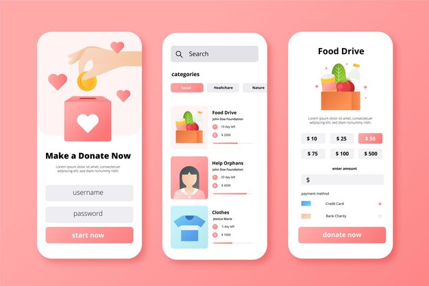 Charity app concept