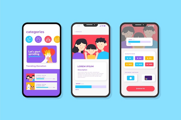 Charity app interface concept