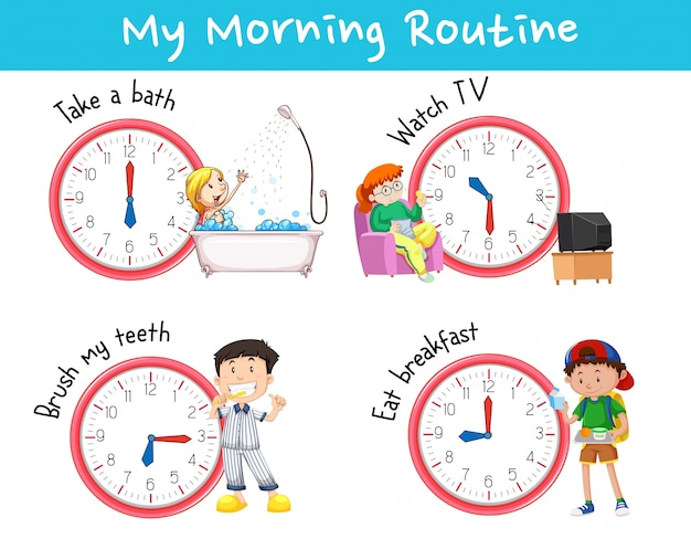 Free vector chart showing different morning routines