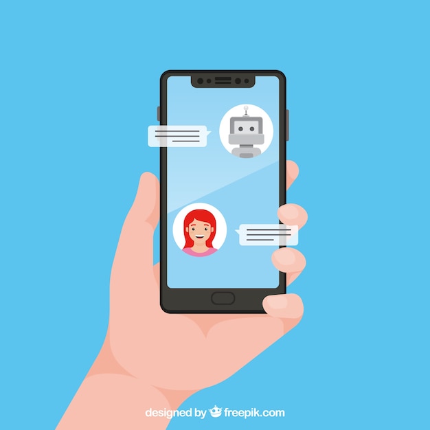 Free vector chatbot concept background with mobile device