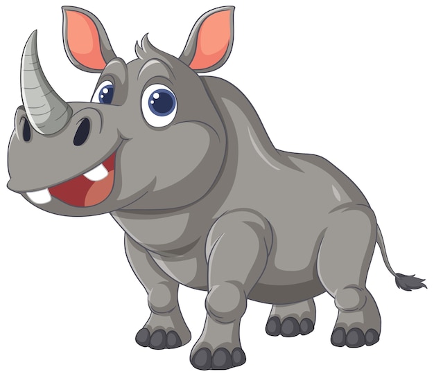 Free Vector cheerful cartoon rhino illustration