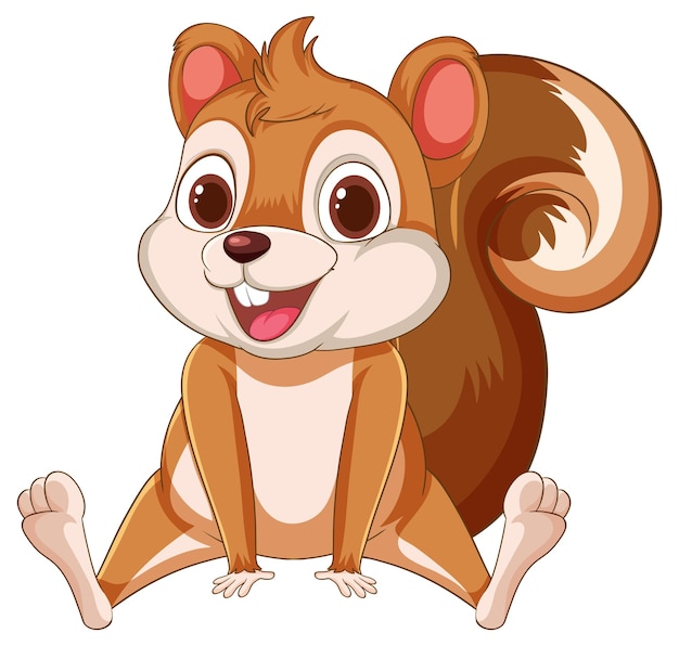 Free vector cheerful cartoon squirrel sitting happily