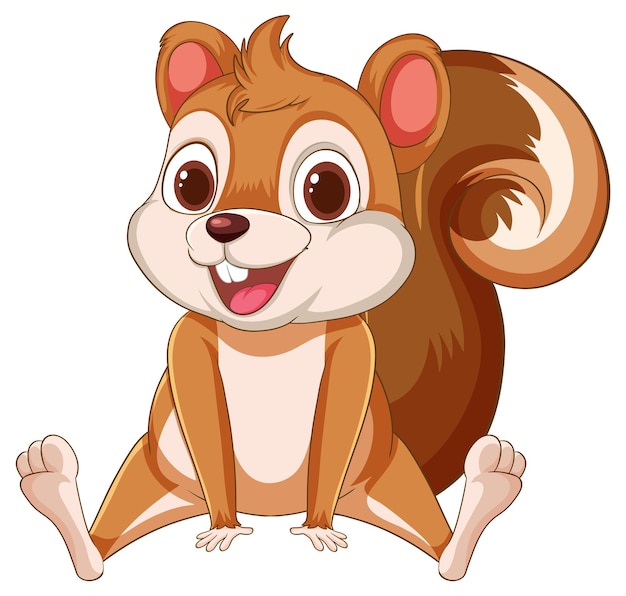 Cheerful Cartoon Squirrel Sitting Happily