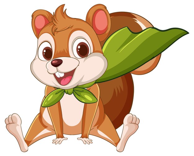 Cheerful Squirrel with Green Leaf