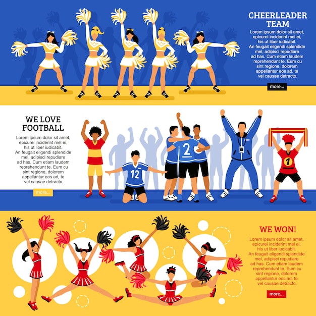 Free Vector cheerleaders team flat banners 