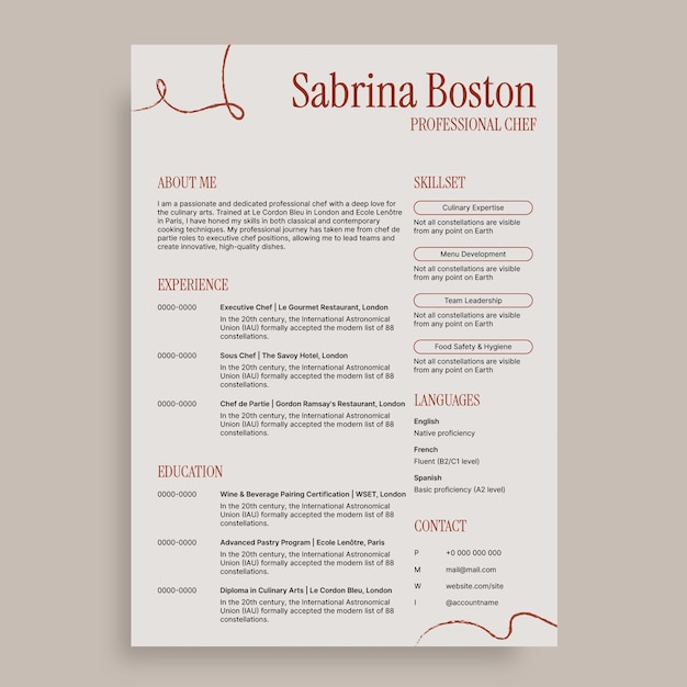 Chef  resume template design