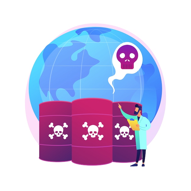 Free Vector chemical pollution abstract concept   illustration. hazardous waste products, landfill chemical contamination, industrial pollution problem, dangerous and toxic trash