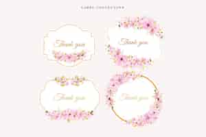 Free vector cherry blossom floral label illustration