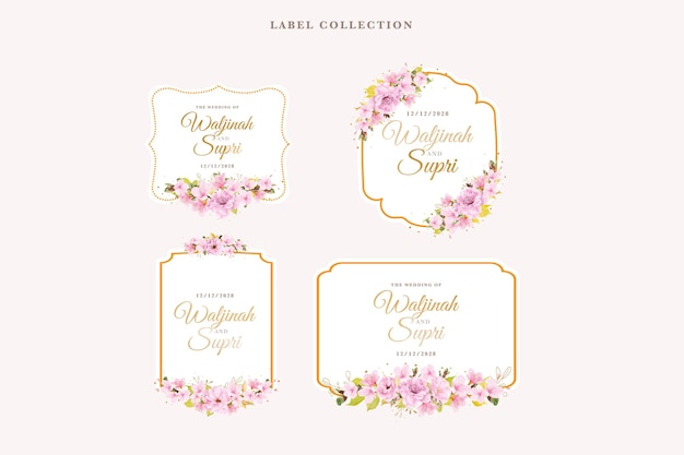 Free vector cherry blossom floral label illustration