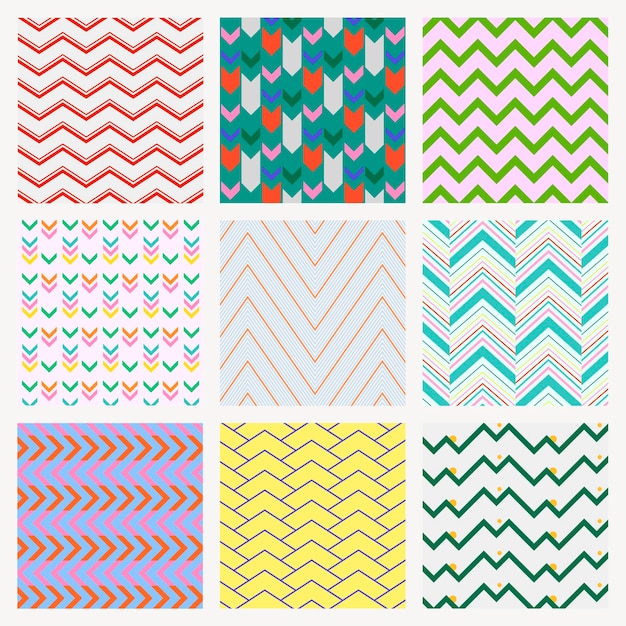 Free Vector chevron pattern background, colorful zigzag, creative design vector set