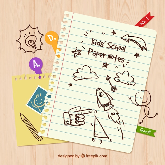 Free Vector child paper notes