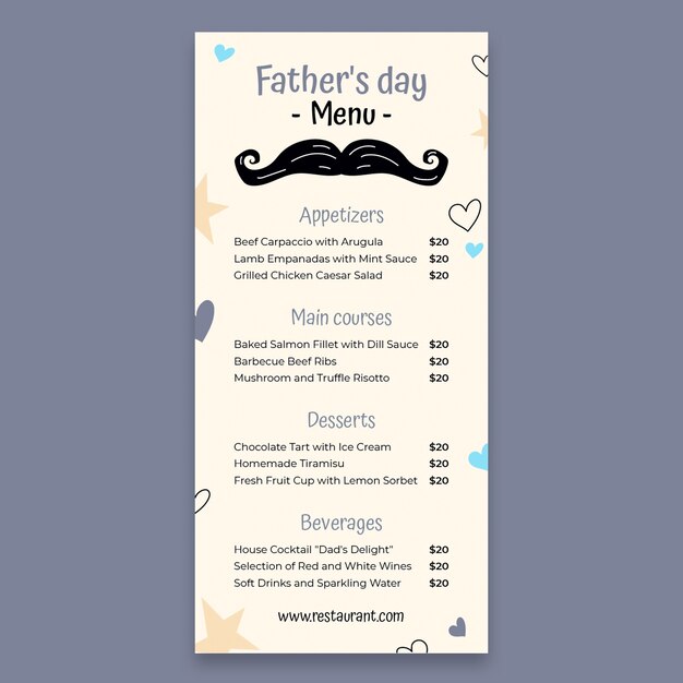 Childlike hand drawn father's day vertical menu