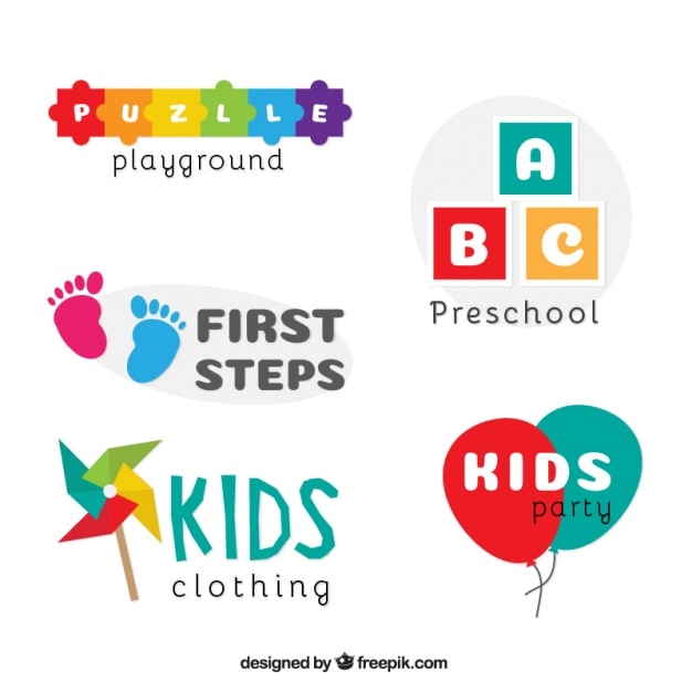 Free Vector children logo collection