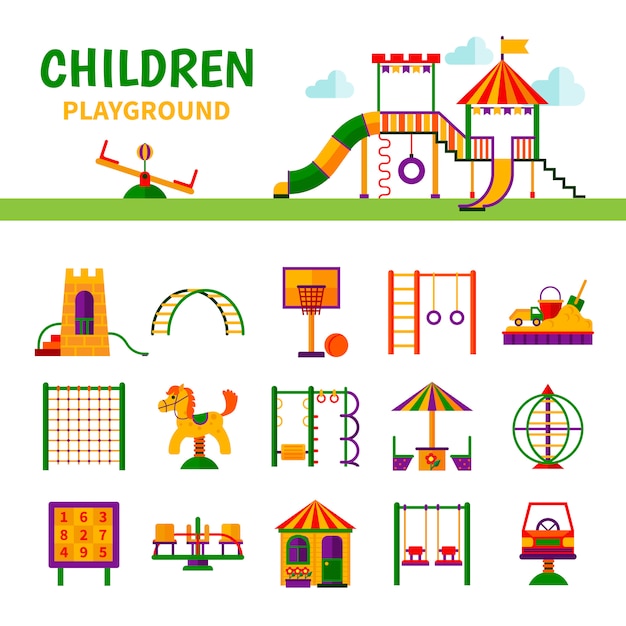 Free vector children playground equipment