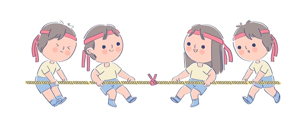 Free Vector children playing surviving sport  japanese festival