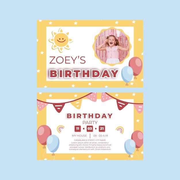 Free Vector children's birthday card template