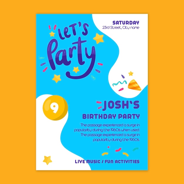 Children's birthday poster template