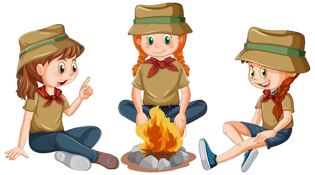 Free Vector children sitting around campfire