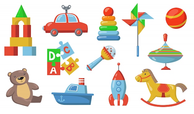 Free vector children toys set