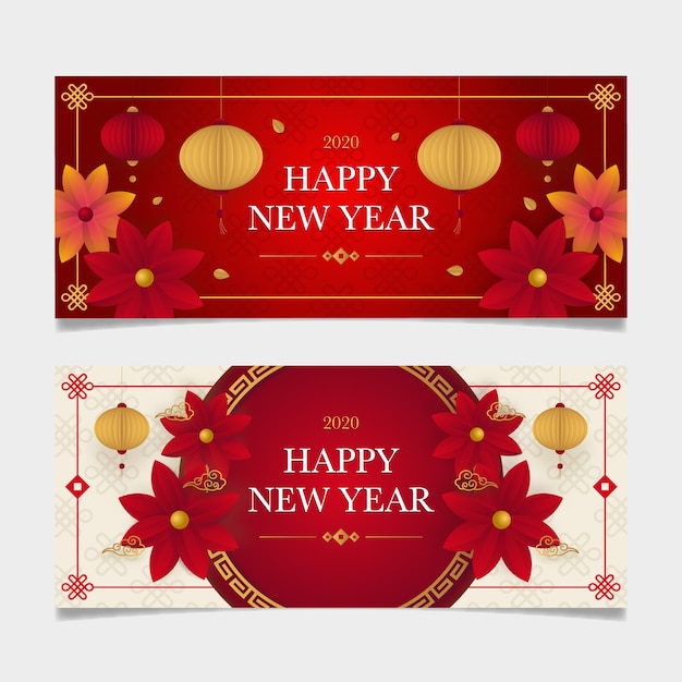 Free Vector chinese new year banners in paper style