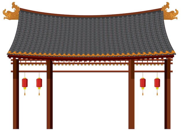 Free Vector chinese traditional architectures on white background