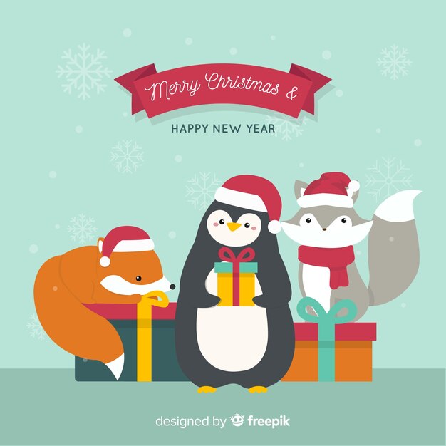 Free vector christmas animals