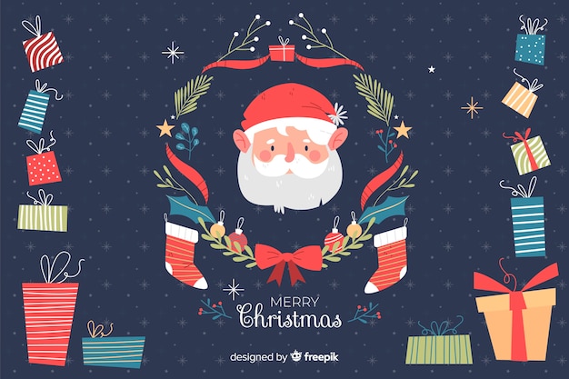 Free vector christmas background in hand drawn style
