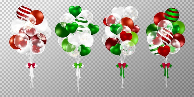 Christmas balloons on transparent background.