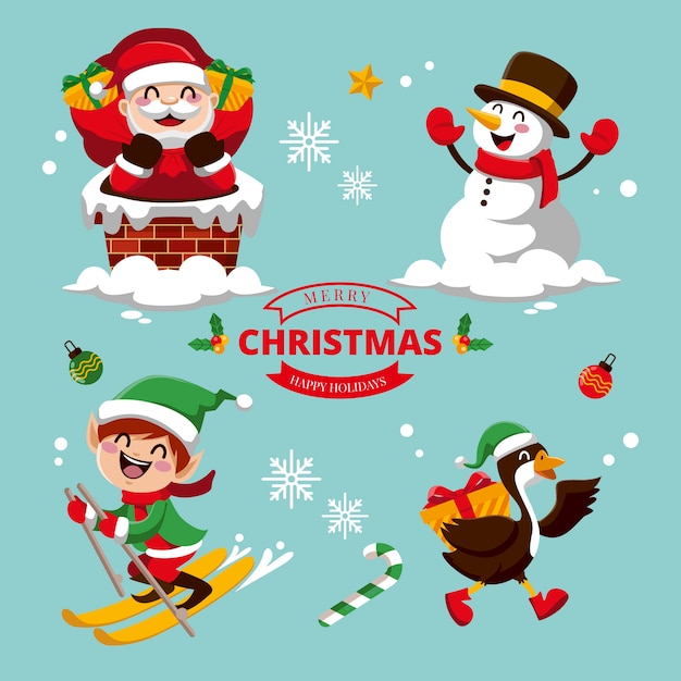 Christmas characters collection in flat design