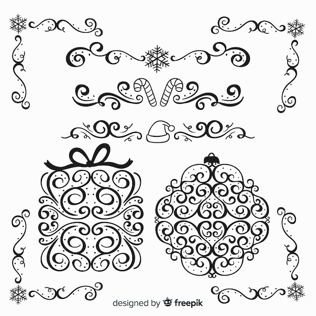 Free Vector christmas curved ornaments