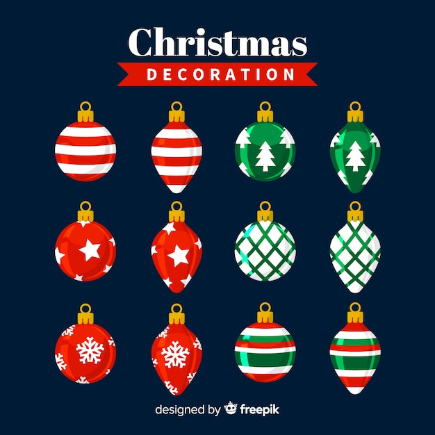 Free Vector christmas decoration in flat style