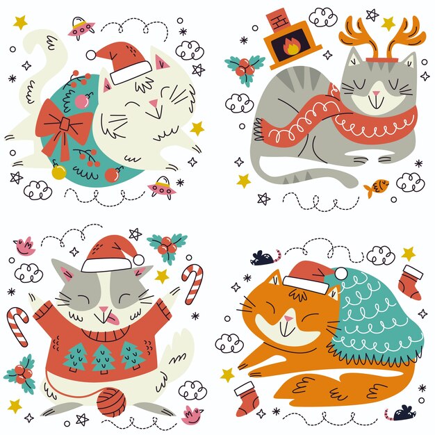 Christmas elements stickers collection