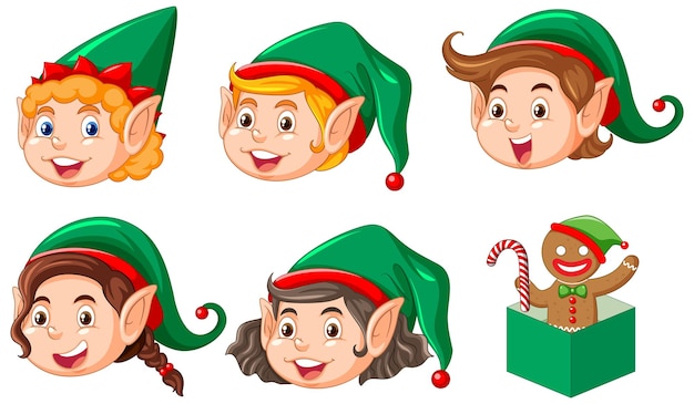 Free Vector christmas elves cartoon character collection