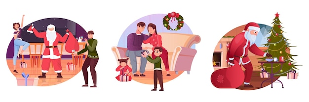 Christmas flat illustration set